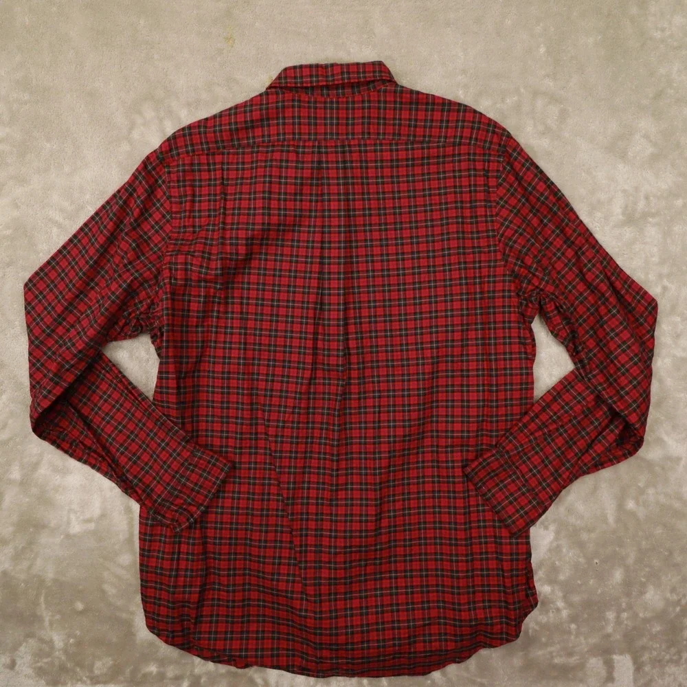 Ralph‎ Lauren Red Green Tartan Plaid Long Sleeve Button Up Shirt size XL